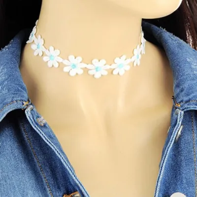 Choker verižica marjetice modre